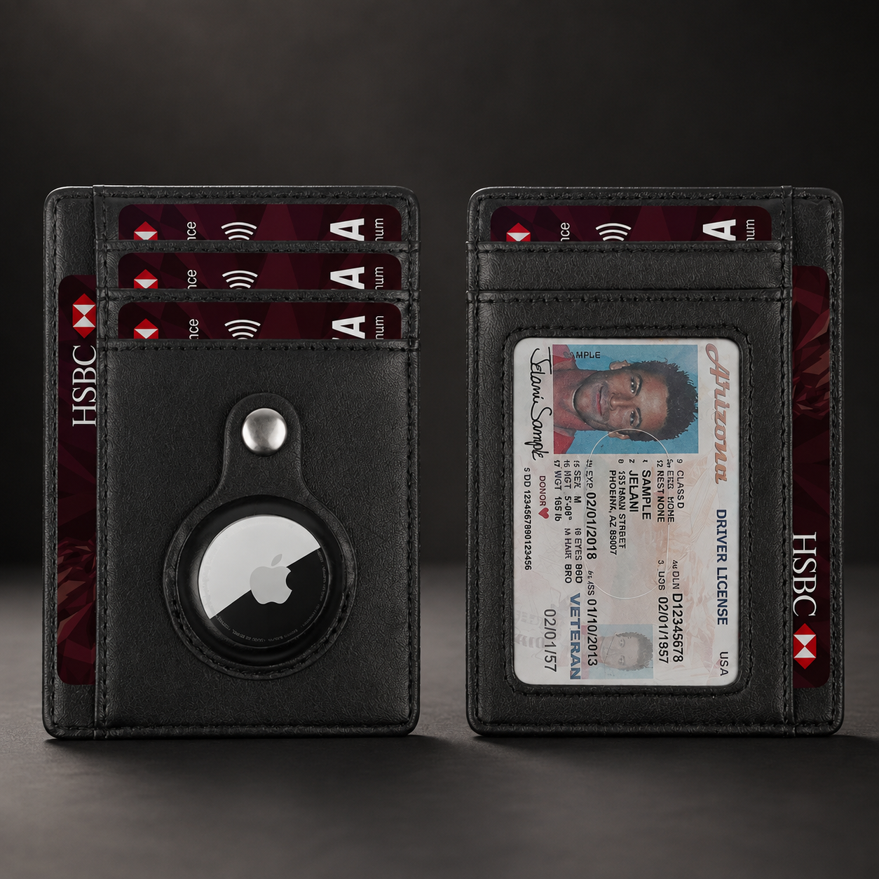 Premium AirTag Wallet Leather Card Holder RFID Blocking Anti Lost Slim Wallet Scratch Resistant Cash Coin Holder Compatible with iPhone