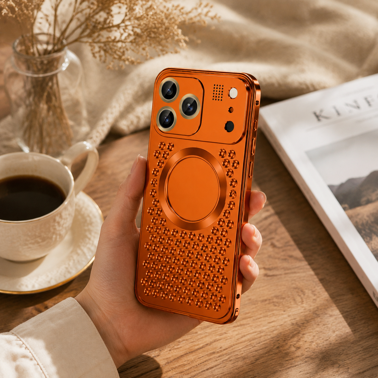 Premium Aluminum Alloy Magnetic iPhone Case – Heat Dissipation Metal Frame Cover with Shockproof Anti-Fall Protection and Camera Lens Guard