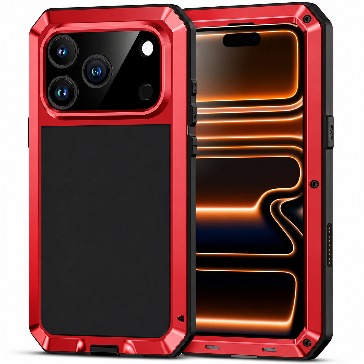 Premium Aluminum Armor iPhone Case – MagSafe Compatible Heavy Duty Shockproof Cover with Built-in Glass Screen Protector and Camera Lens Guard