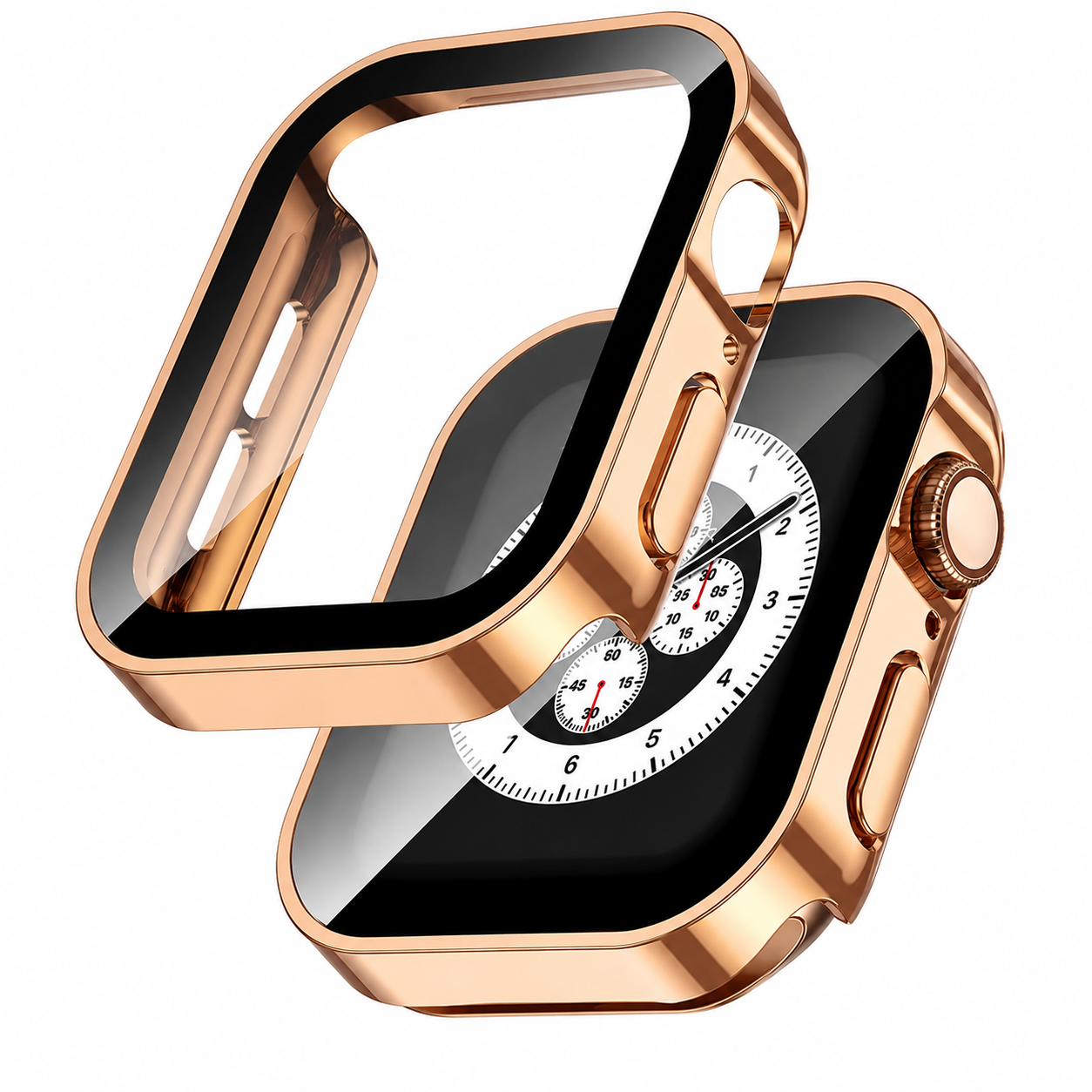 Premium Apple Watch Tempered Glass Case Full Coverage Screen Protector Shock Resistant Protective Cover Scratch Resistant Straight Edge Compatible with Apple Watch