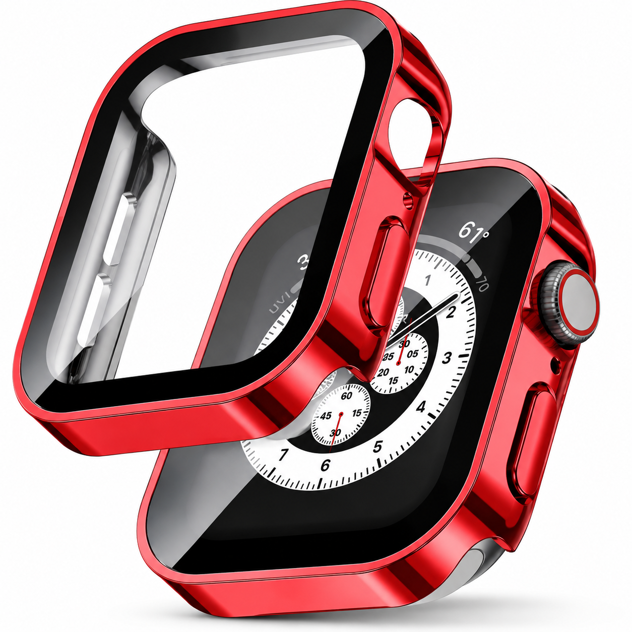 Premium Apple Watch Tempered Glass Case Full Coverage Screen Protector Shock Resistant Protective Cover Scratch Resistant Straight Edge Compatible with Apple Watch