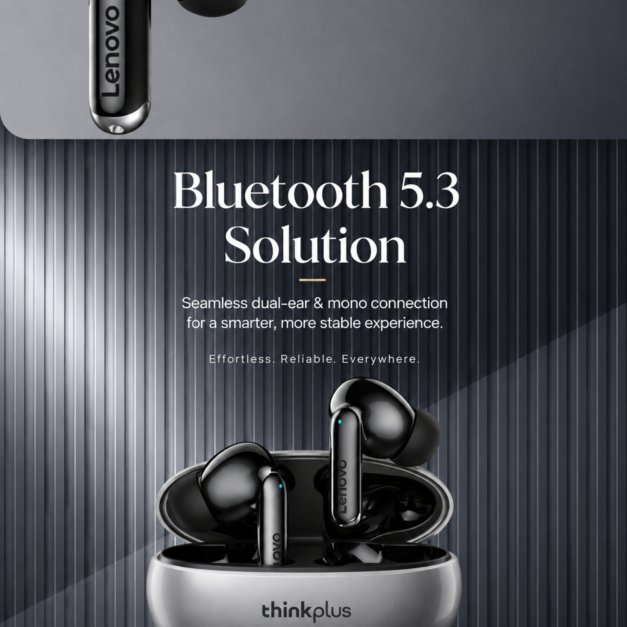 Premium Bluetooth 5.3 Wireless Earbuds Stereo In-Ear Headphones with Clear Microphone Secure Sport Fit Low Latency Compatible with iPhone