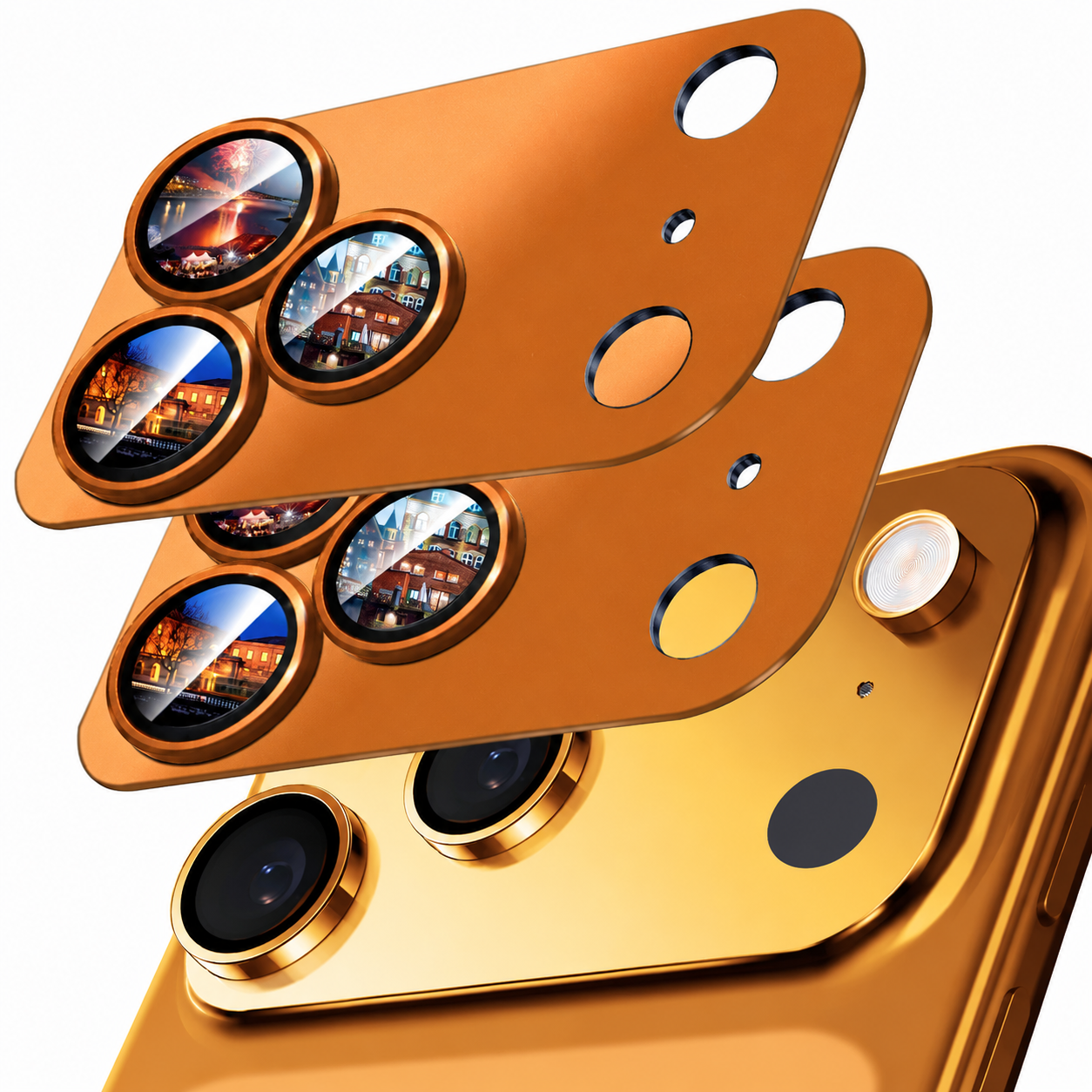 Premium Camera Lens Protector Tempered Glass Aluminum Alloy Metal Ring Full Coverage Scratch Resistant Anti Reflection Compatible with iPhone