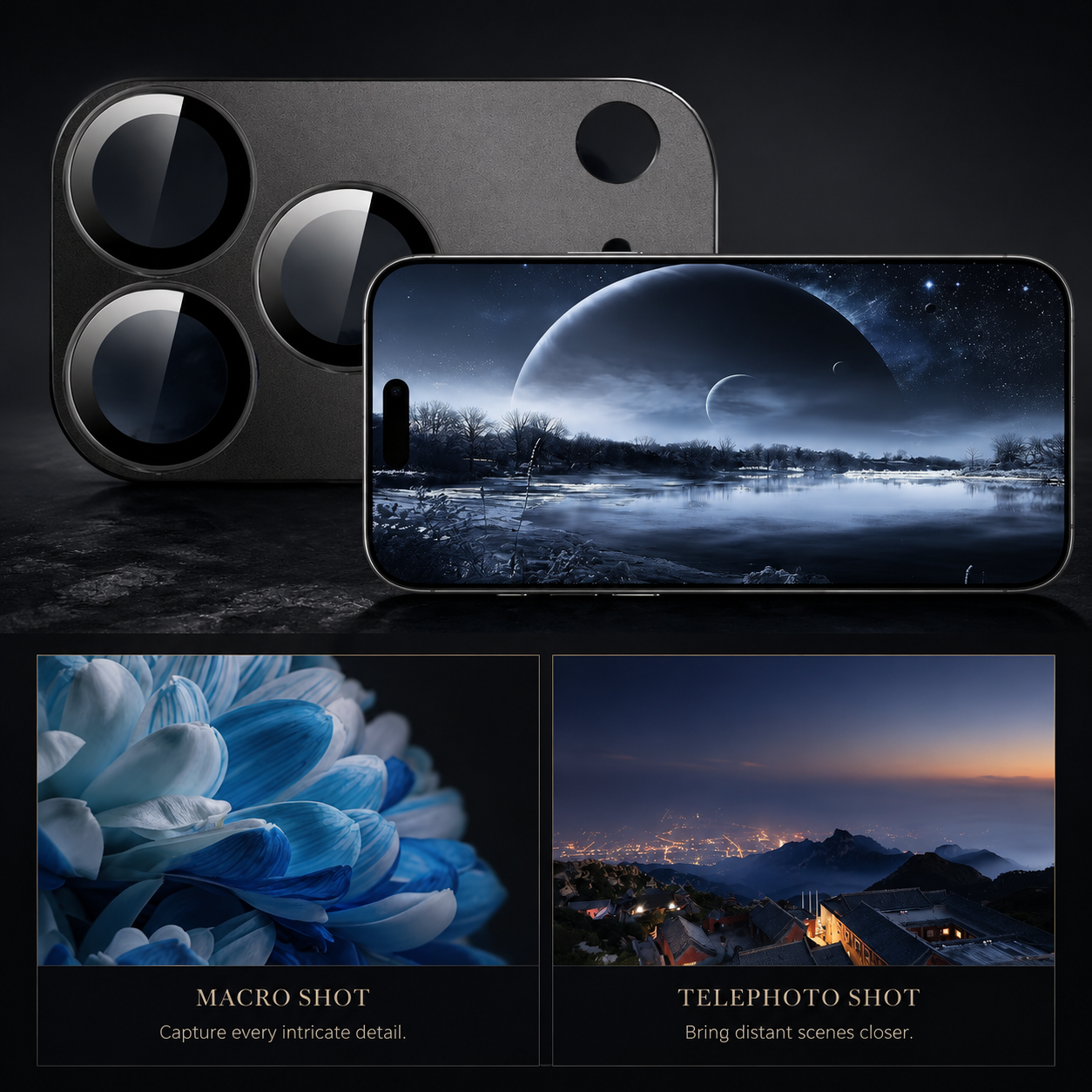 Premium Camera Lens Protector Tempered Glass Aluminum Alloy Metal Ring Full Coverage Scratch Resistant Anti Reflection Compatible with iPhone