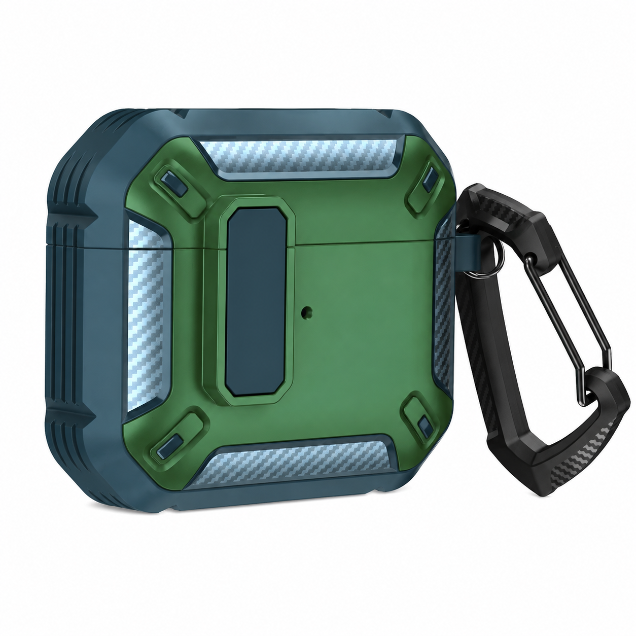 Premium Carbon Fiber AirPods Case Cover Shockproof TPU Protective Case Secure Lock Wireless Charging Anti-Scratch Compatible with AirPods