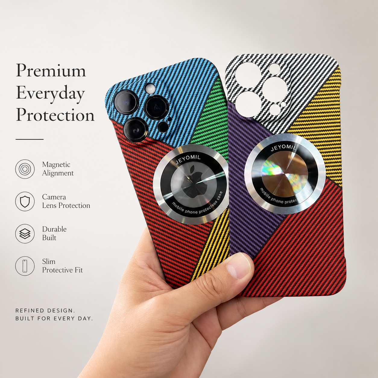 Premium Carbon Fiber MagSafe iPhone Case Frameless Magnetic Cover Magnifying Glass Design Slim Lightweight Shockproof Protective Cover
