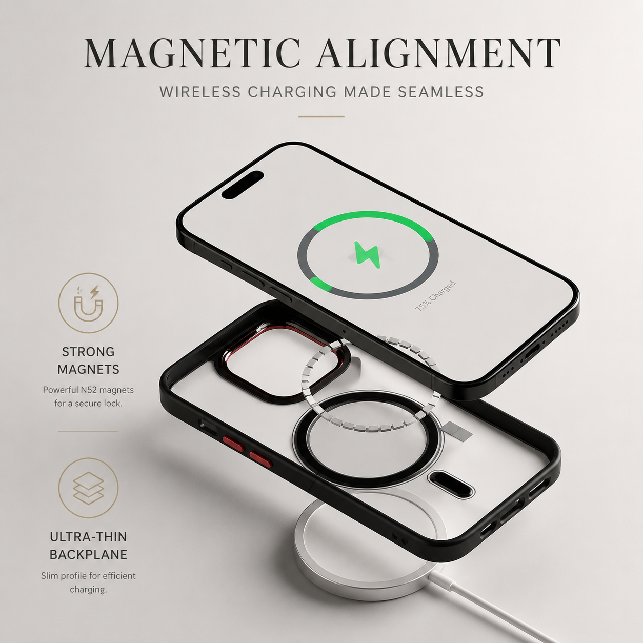 Premium Clear MagSafe iPhone Case Transparent PC Cover TPU Bumper Magnetic Wireless Charging Shockproof Slim Protective Cover Lens Protection
