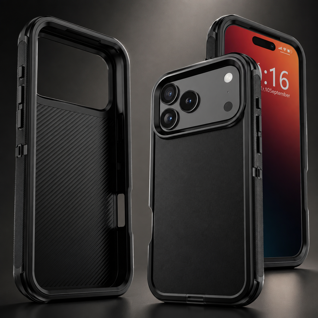 Premium Durable iPhone Case Heavy Duty 3 Layer Hybrid Cover with Belt Clip Holster Shockproof Hard PC Matte Anti Fingerprint Protective Design