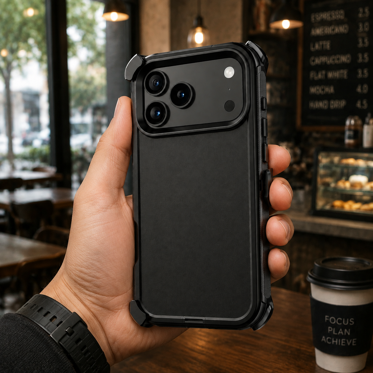 Premium Durable iPhone Case Heavy Duty 3 Layer Hybrid Cover with Belt Clip Holster Shockproof Hard PC Matte Anti Fingerprint Protective Rugged Design