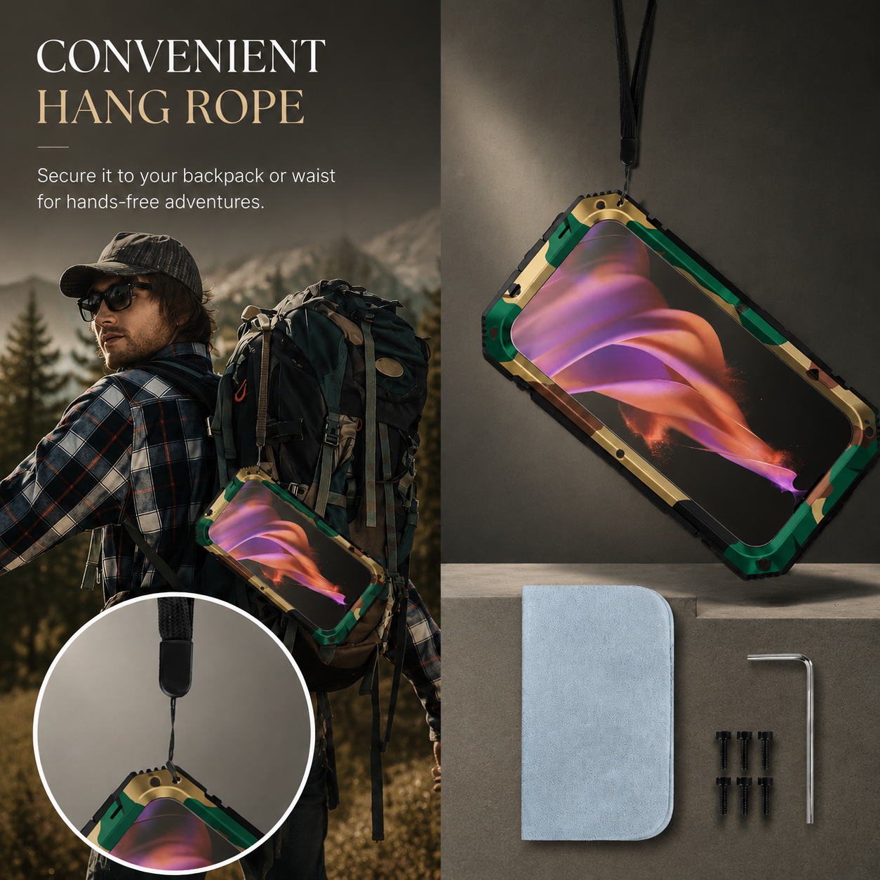 Premium Durable iPhone Case Heavy Duty Aluminum Metal Armor Cover Tempered Glass Screen IP54 Water Resistant Shockproof Full Body Protective Design