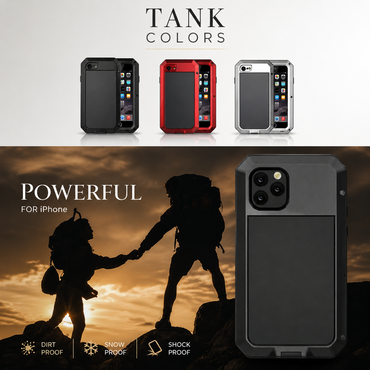 Premium Durable iPhone Case Shockproof Armor Aluminum Metal Full Protective Bumper Cover Anti Fingerprint Non Slip Anti Scratch Rugged Design