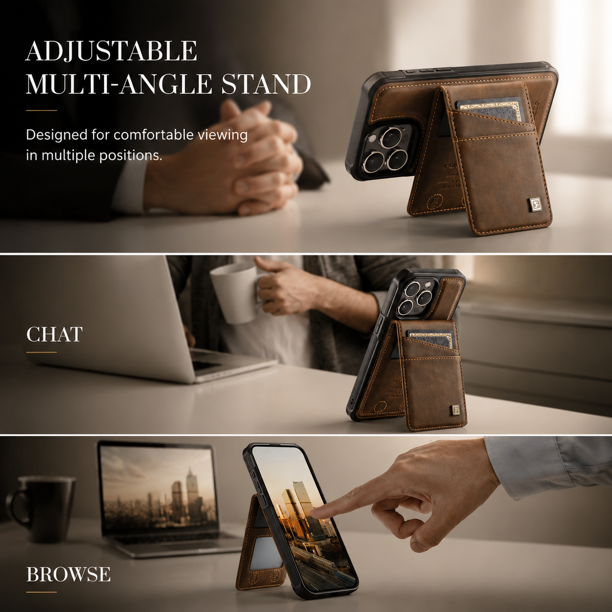 Premium Luxury iPhone Case 2-in-1 Detachable Magnetic Wallet Cover PU Leather Card Holder Cash Pocket Wrist Strap Shockproof Full Protection Slim Design Finish