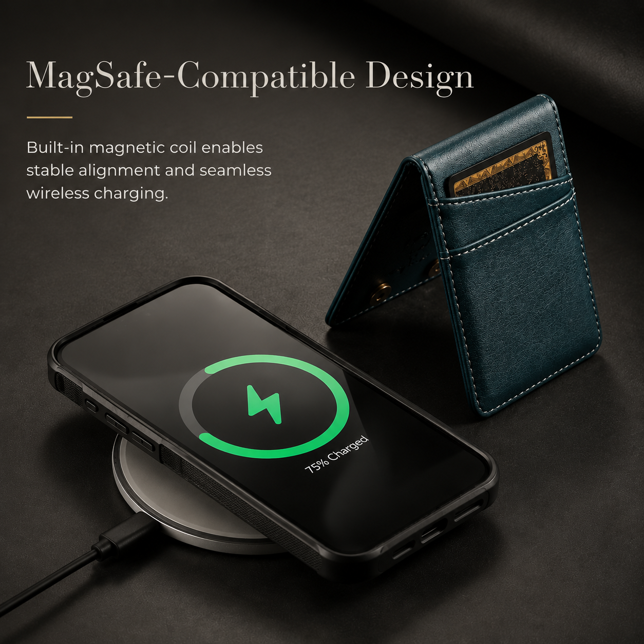 Premium Luxury iPhone Case 2-in-1 Detachable Magnetic Wallet Cover PU Leather Card Holder Cash Pocket Wrist Strap Shockproof Full Protection Slim Design Finish