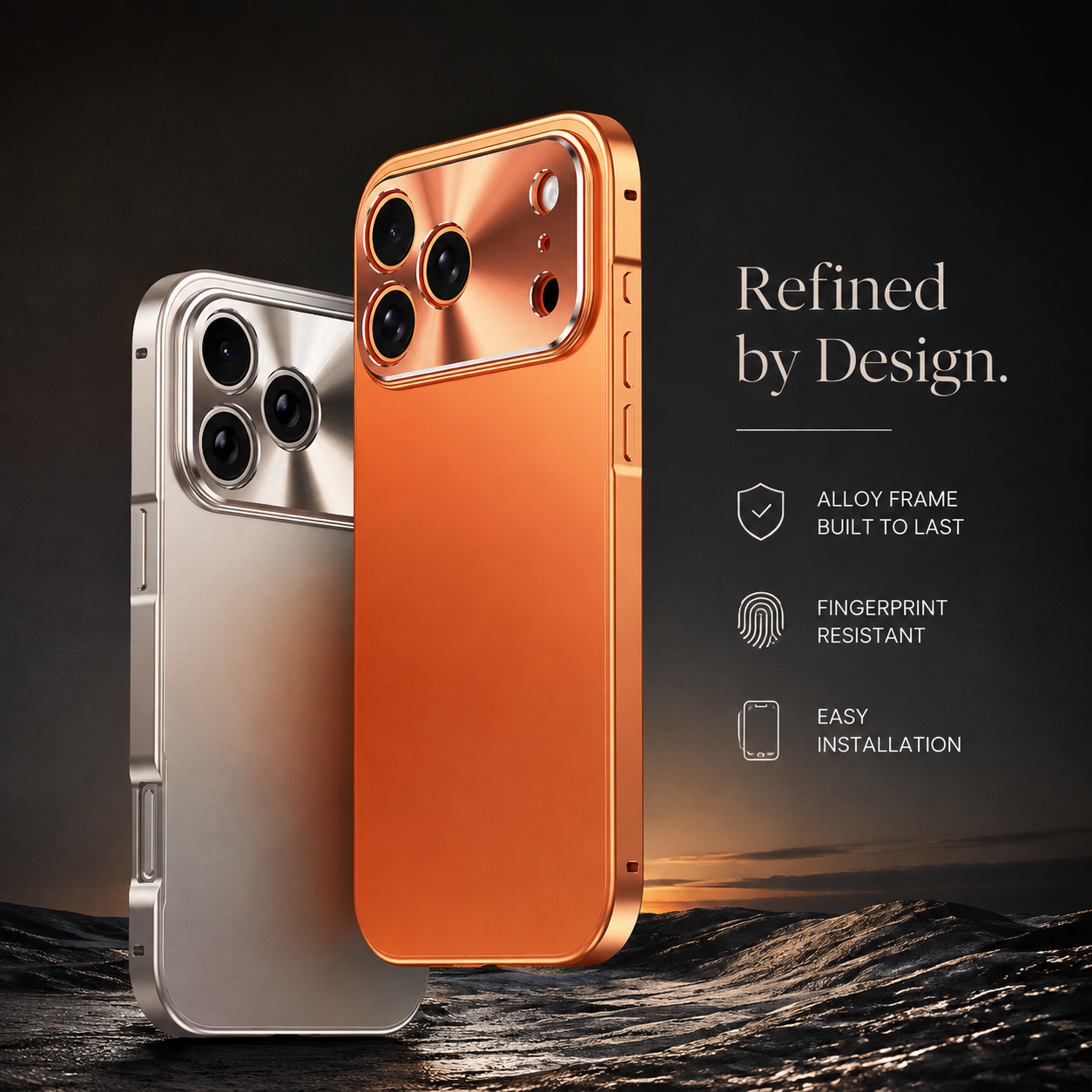 Premium Luxury iPhone Case Aluminum Alloy Frame Frosted Matte Backplate Cover Shockproof Camera Lens Protection Ultra Thin Slim Durable Design Finish