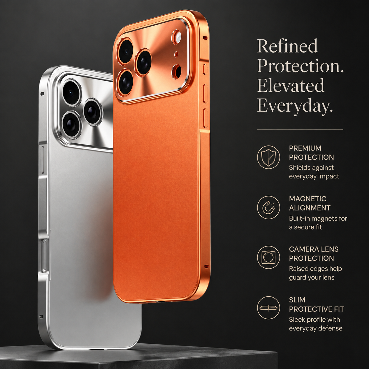 Premium Luxury iPhone Case Aluminum Alloy Frame Frosted Matte Backplate Cover Shockproof Camera Lens Protection Ultra Thin Slim Durable Design Finish