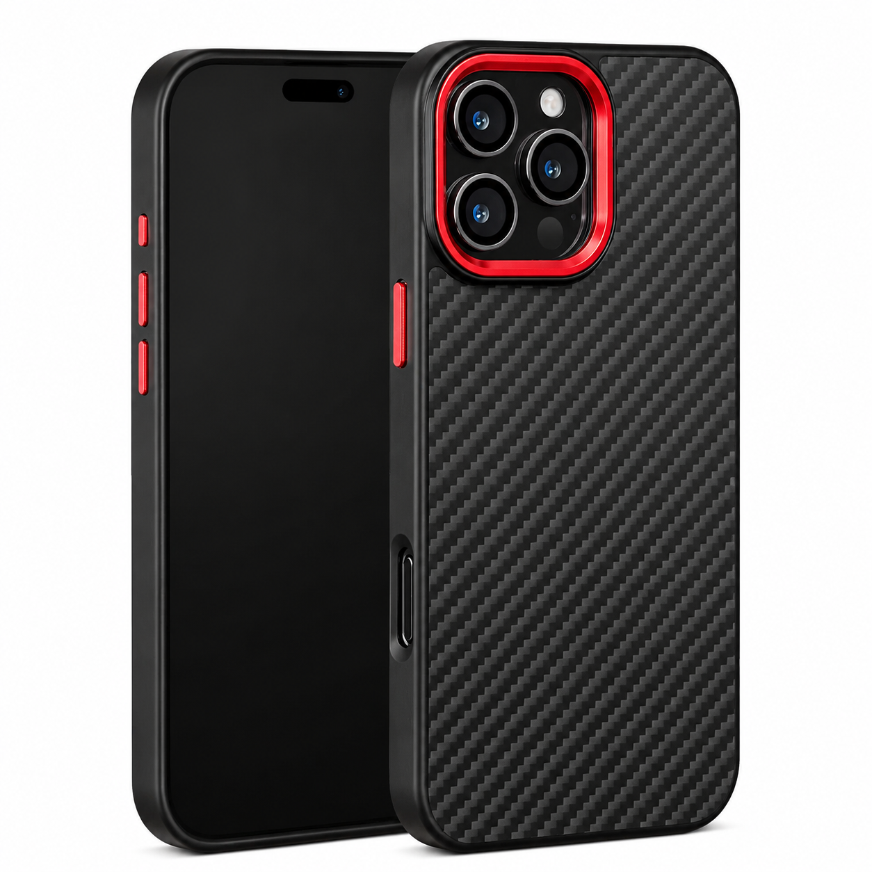 Premium Luxury iPhone Case Carbon Fiber Aramid Armor Cover Metal Frame Shockproof Full Coverage Wireless Charging Protective Durable Design Finish