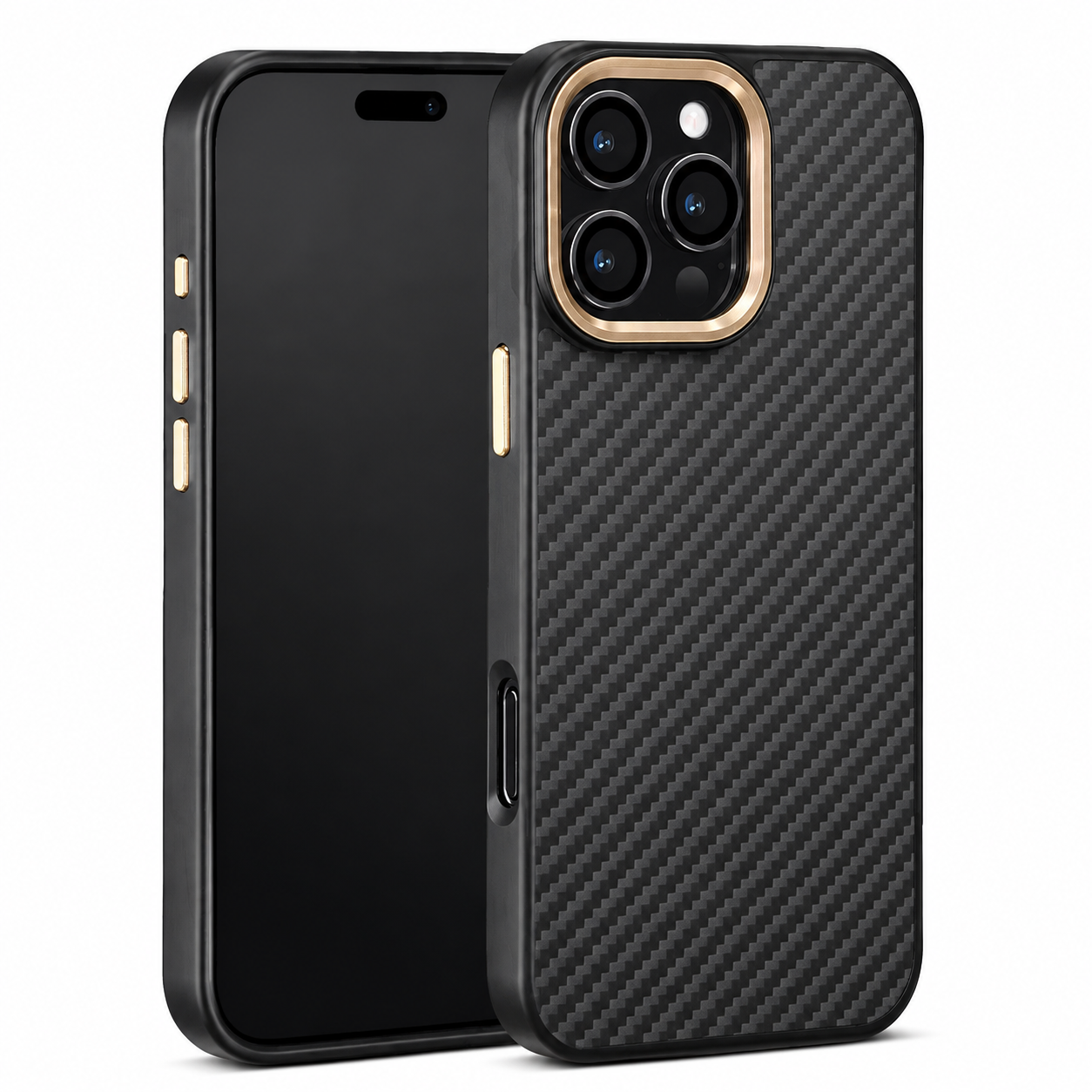 Premium Luxury iPhone Case Carbon Fiber Aramid Armor Cover Metal Frame Shockproof Full Coverage Wireless Charging Protective Durable Design Finish