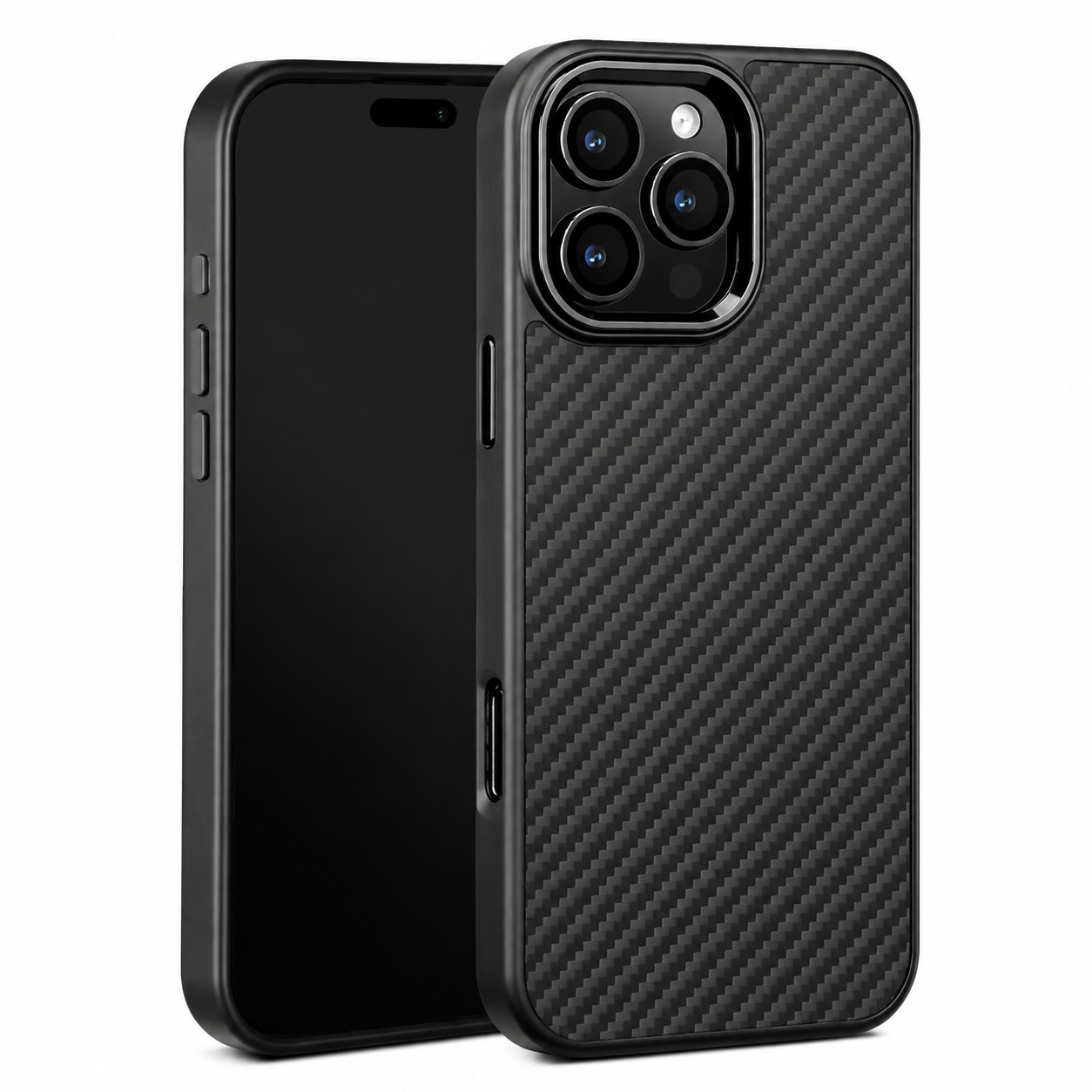 Premium Luxury iPhone Case Carbon Fiber Aramid Armor Cover Metal Frame Shockproof Full Coverage Wireless Charging Protective Durable Design Finish
