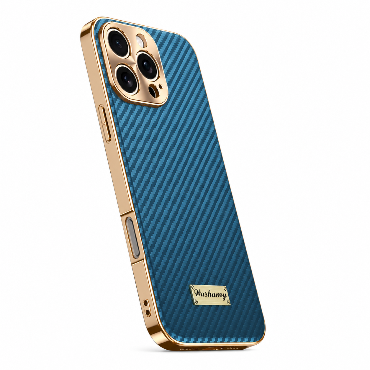 Premium Luxury iPhone Case Carbon Fiber Textured Leather Cover Alloy Metal Lens Guard Shockproof Slim Fit Wireless Charging Compatible Durable Design Finish