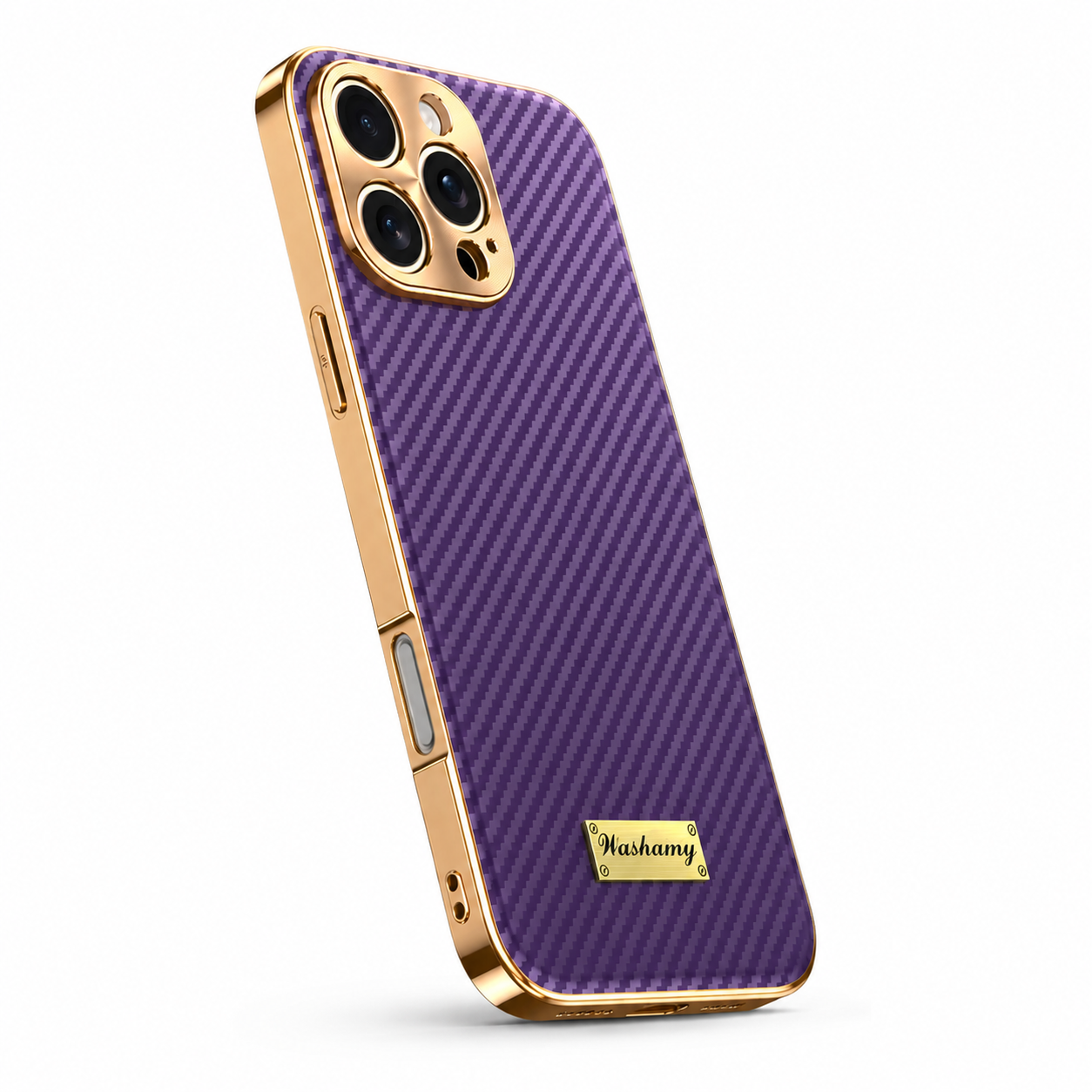 Premium Luxury iPhone Case Carbon Fiber Textured Leather Cover Alloy Metal Lens Guard Shockproof Slim Fit Wireless Charging Compatible Durable Design Finish