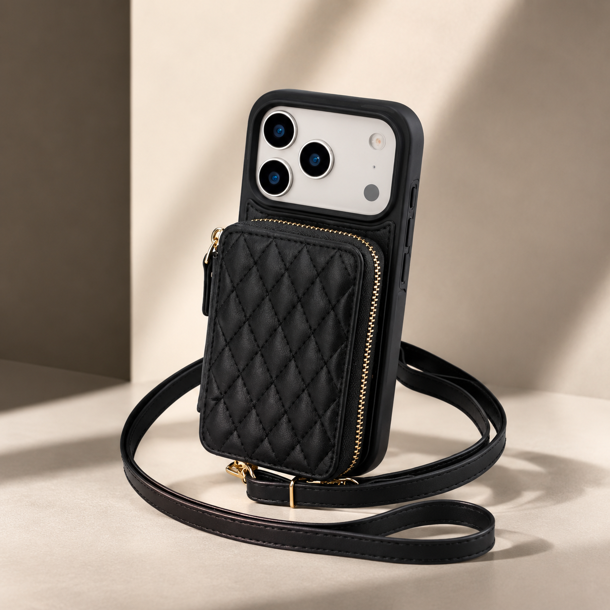 Premium Luxury iPhone Case Crossbody RFID Blocking Folio Wallet Cover Zipper Handbag Card Holder Kickstand Wrist Strap Lanyard Protective Design