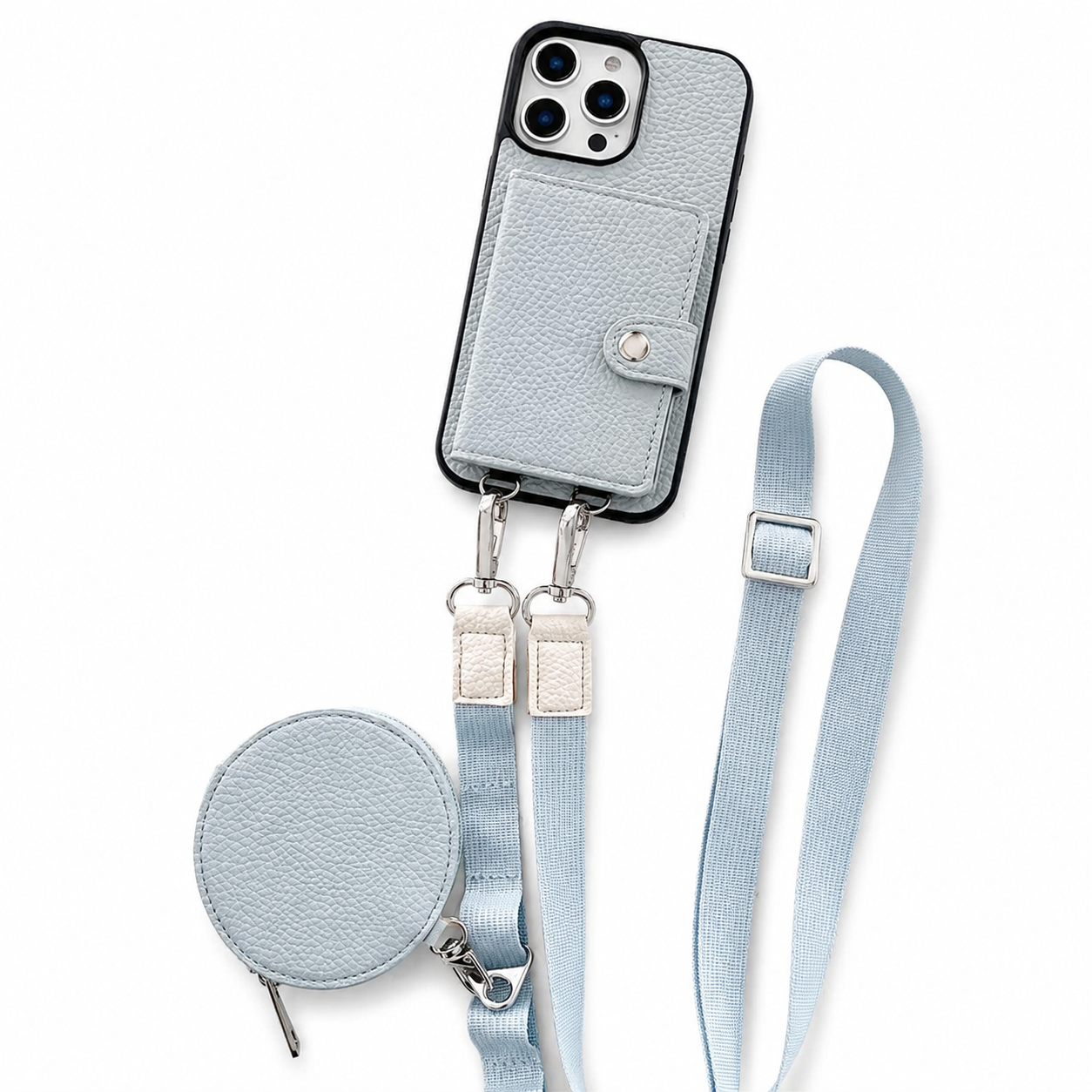 Premium Luxury iPhone Case Crossbody Wallet Cover PU Leather Card Holder Coin Pocket RFID Protection Shoulder Strap Shockproof Full Protection Slim Design Finish
