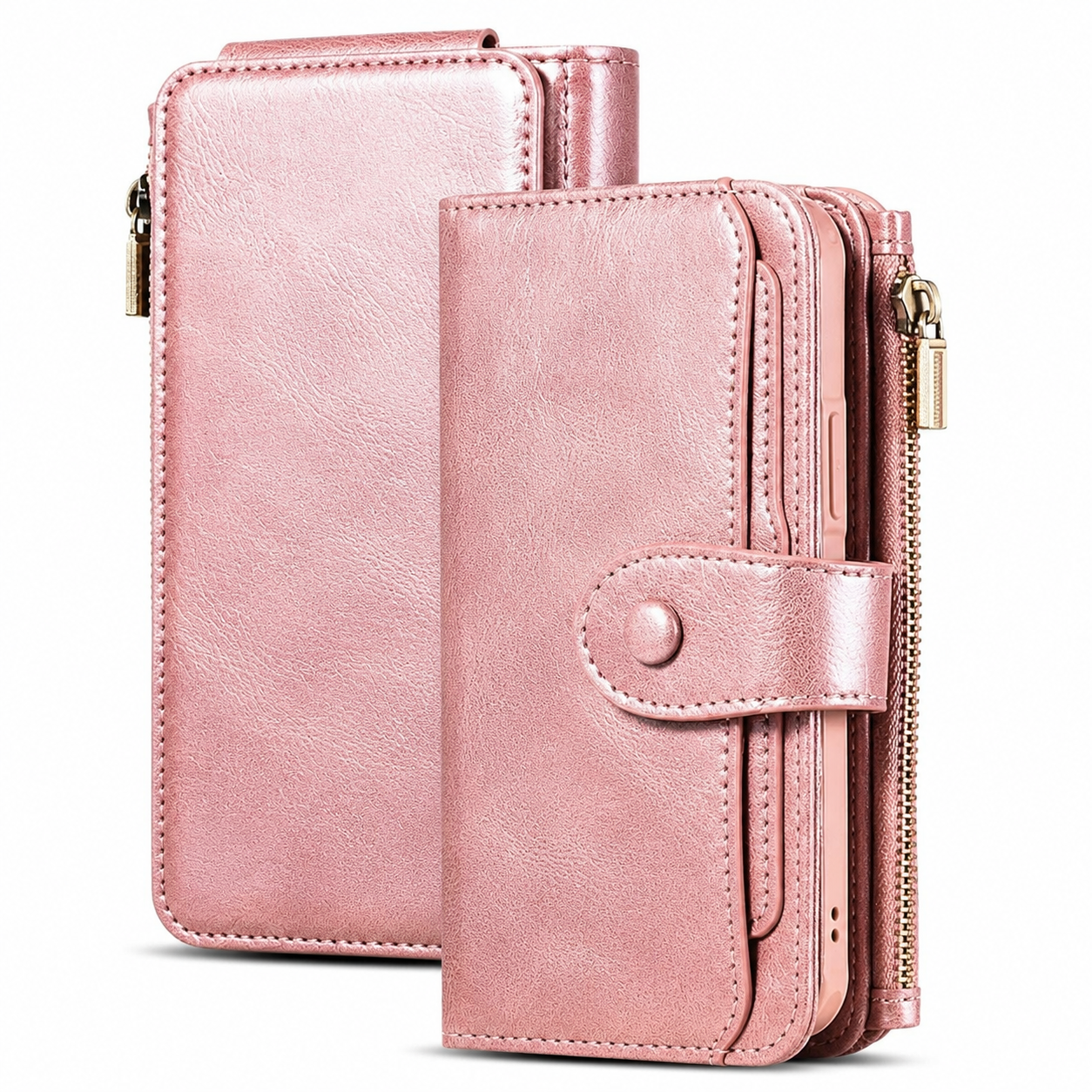Premium Luxury iPhone Case Detachable Retro PU Leather Wallet Cover Card Holder Zipper Shockproof Anti Fingerprint Dustproof Protective Design