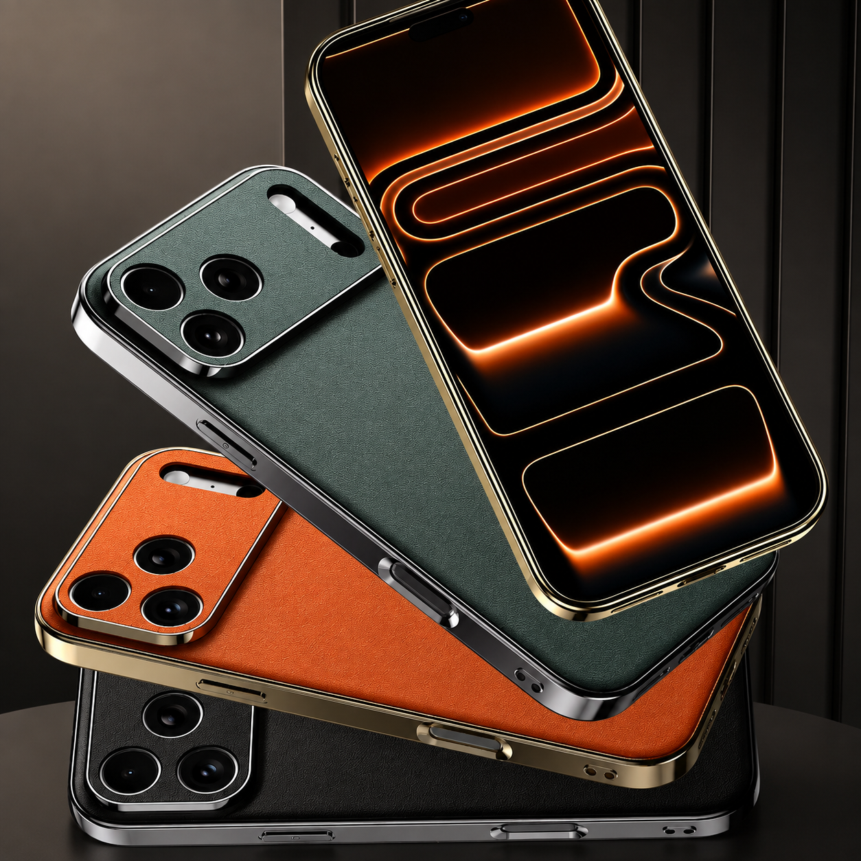 Premium Luxury iPhone Case Genuine Cowhide Leather Cover Shockproof Frame Full Camera Lens Protection Anti Slip Matte Finish Slim Protective Design