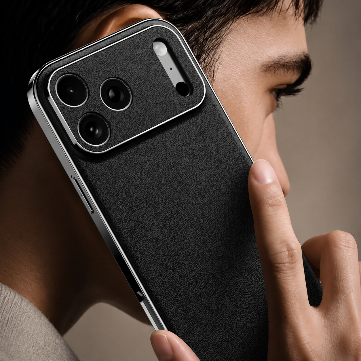 Premium Luxury iPhone Case Genuine Cowhide Leather Cover Shockproof Frame Full Camera Lens Protection Anti Slip Matte Finish Slim Protective Design