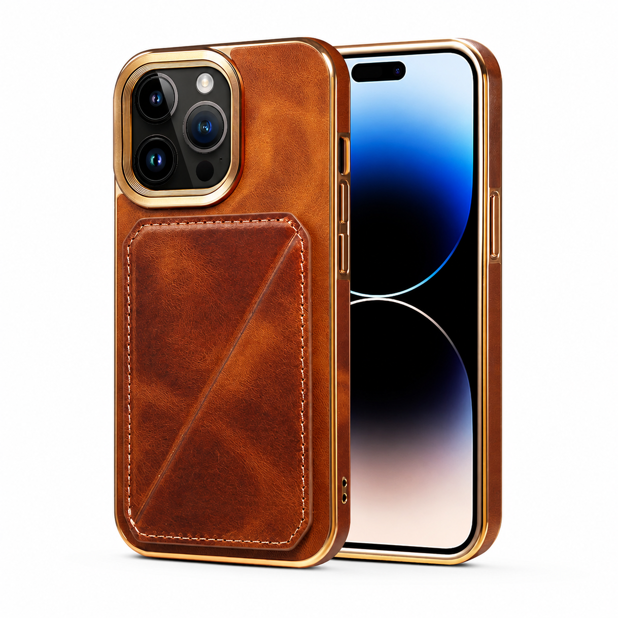 Premium Luxury iPhone Case Genuine Cowhide Leather Wallet Cover Magnetic Card Holder Metal Frame Shockproof Full Body Protection Slim Design Finish