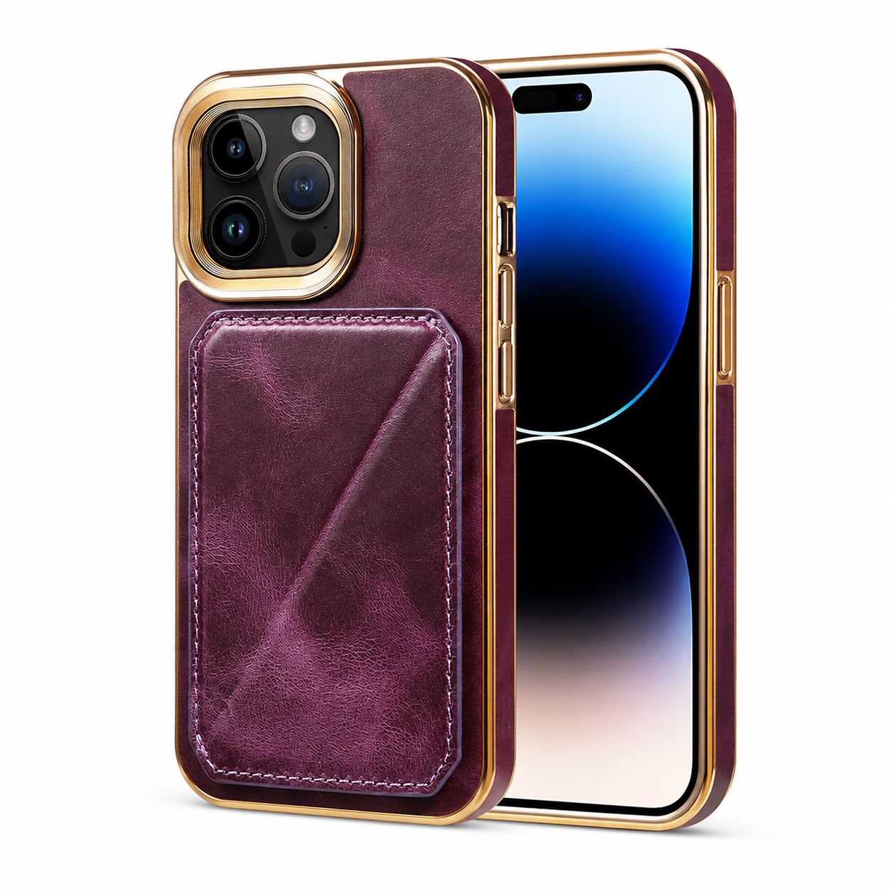 Premium Luxury iPhone Case Genuine Cowhide Leather Wallet Cover Magnetic Card Holder Metal Frame Shockproof Full Body Protection Slim Design Finish