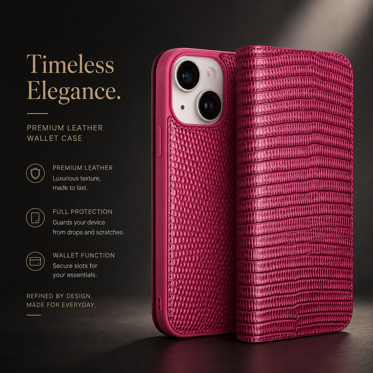 Premium Luxury iPhone Case Genuine Leather Flip Cover Card Slot Ultra Slim Shockproof Full Protection Durable Design Finish Magnetic Closure