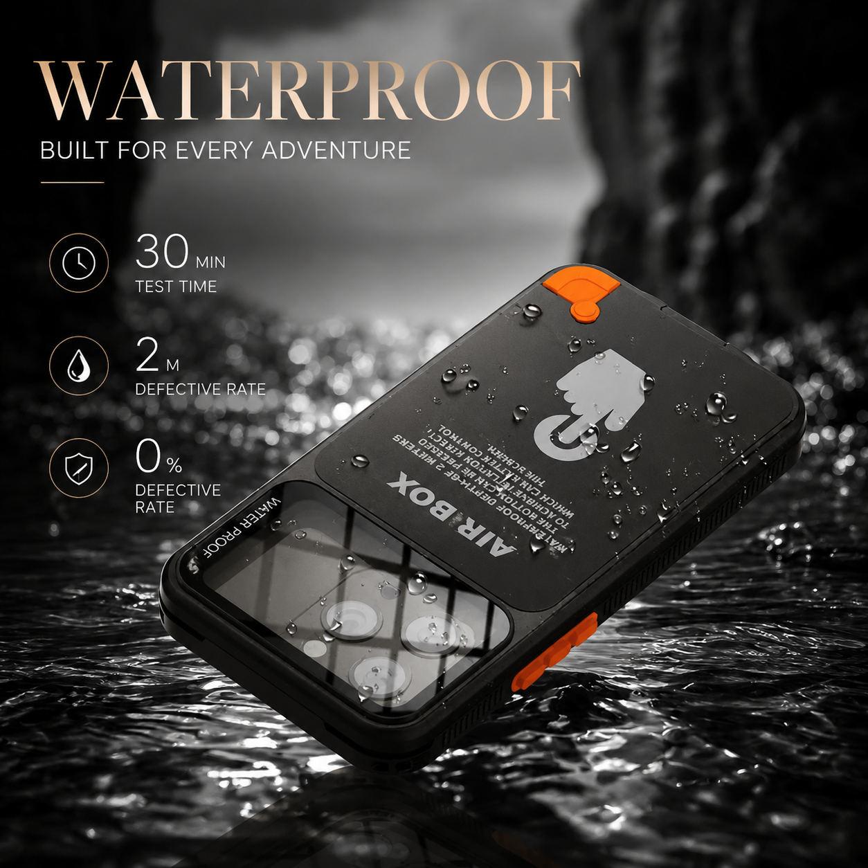 Premium Luxury iPhone Case IP68 Waterproof Cover Full Body Sealed Shockproof Dustproof Protective Outdoor Design Heavy Duty Durable Finish Style