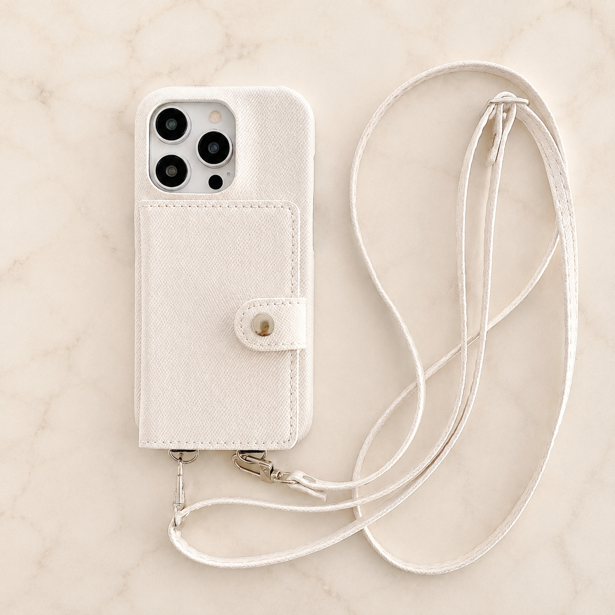 Premium Luxury iPhone Case Leather Wallet Crossbody Flip Cover PU Leather Card Pocket Shoulder Strap Shockproof Full Coverage Slim Design Finish