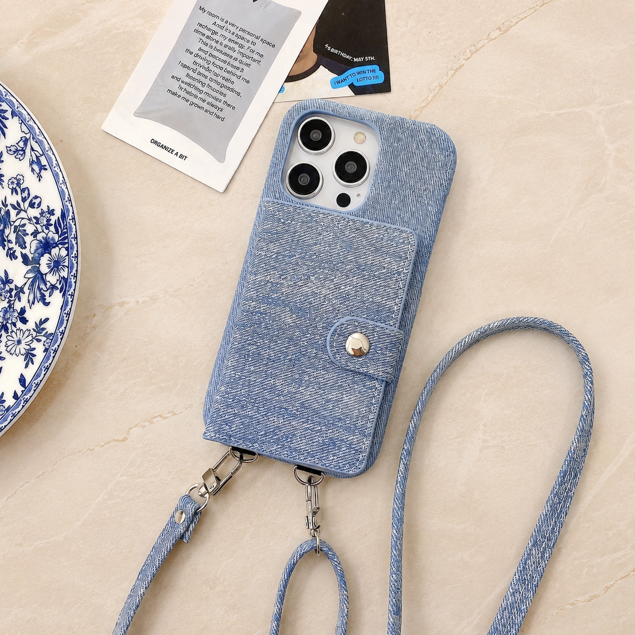 Premium Luxury iPhone Case Leather Wallet Crossbody Flip Cover PU Leather Card Pocket Shoulder Strap Shockproof Full Coverage Slim Design Finish