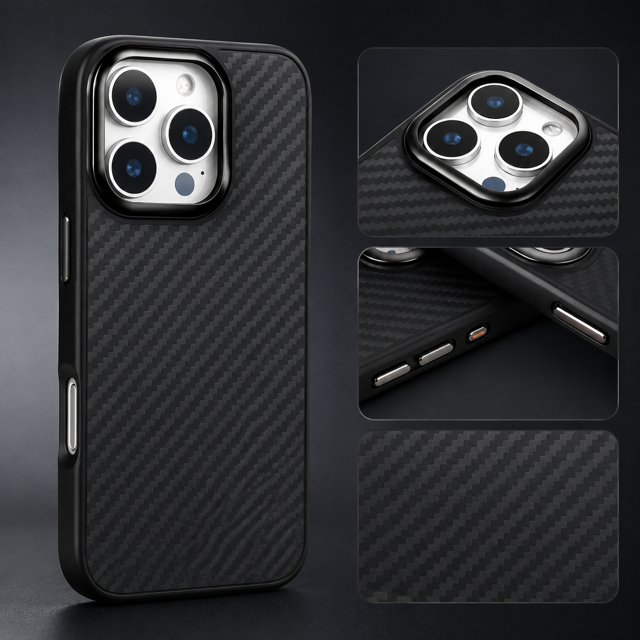 Premium Luxury iPhone Case MagSafe Compatible 1500D Aviation Carbon Fiber Cover Shockproof TPU Ultra Lightweight High Strength Protective Durable Design Finish