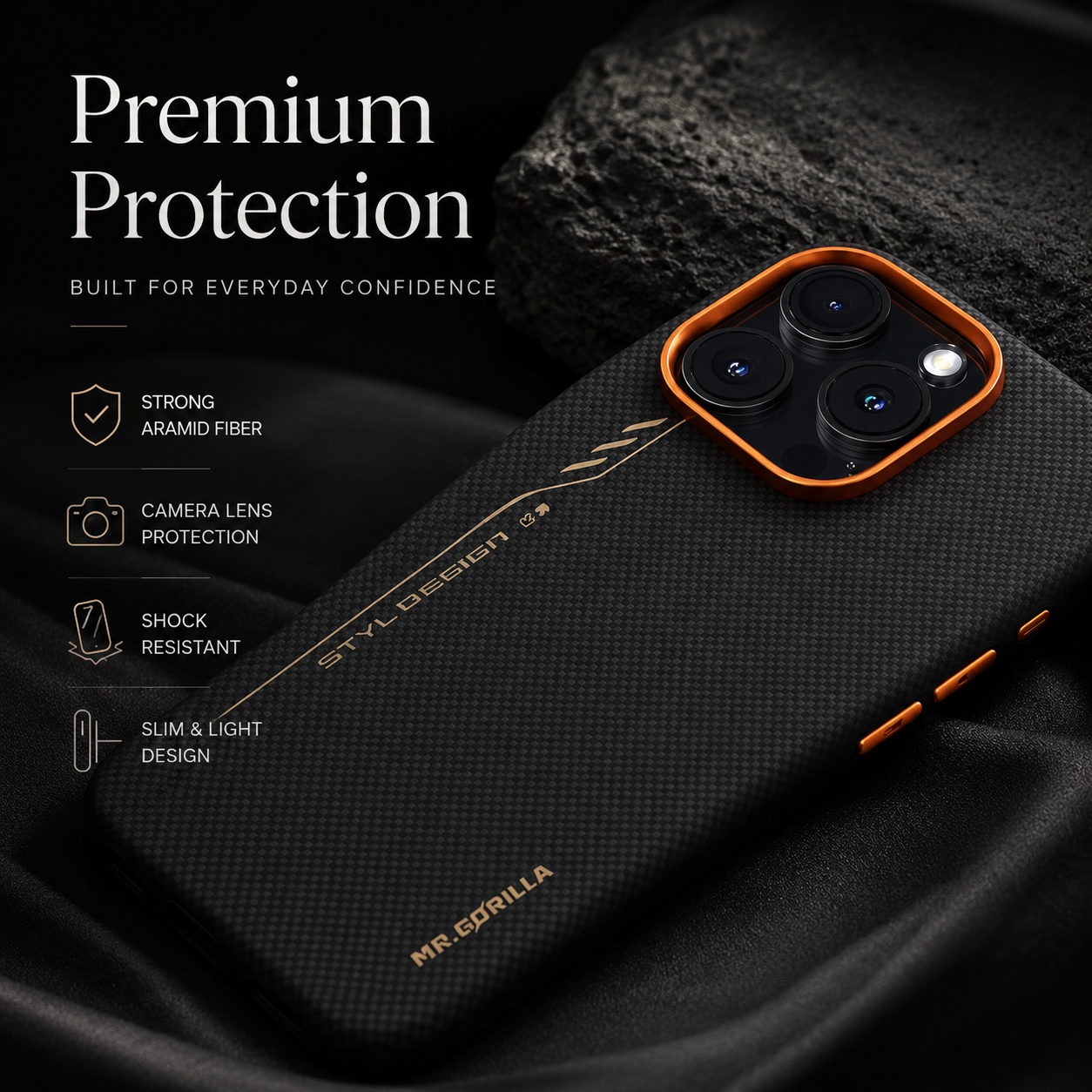 Premium Luxury iPhone Case MagSafe Compatible 600D Kevlar Aramid Fiber Cover Magnetic Shockproof Half Wrapped Anti Fingerprint Protective Durable Design Finish