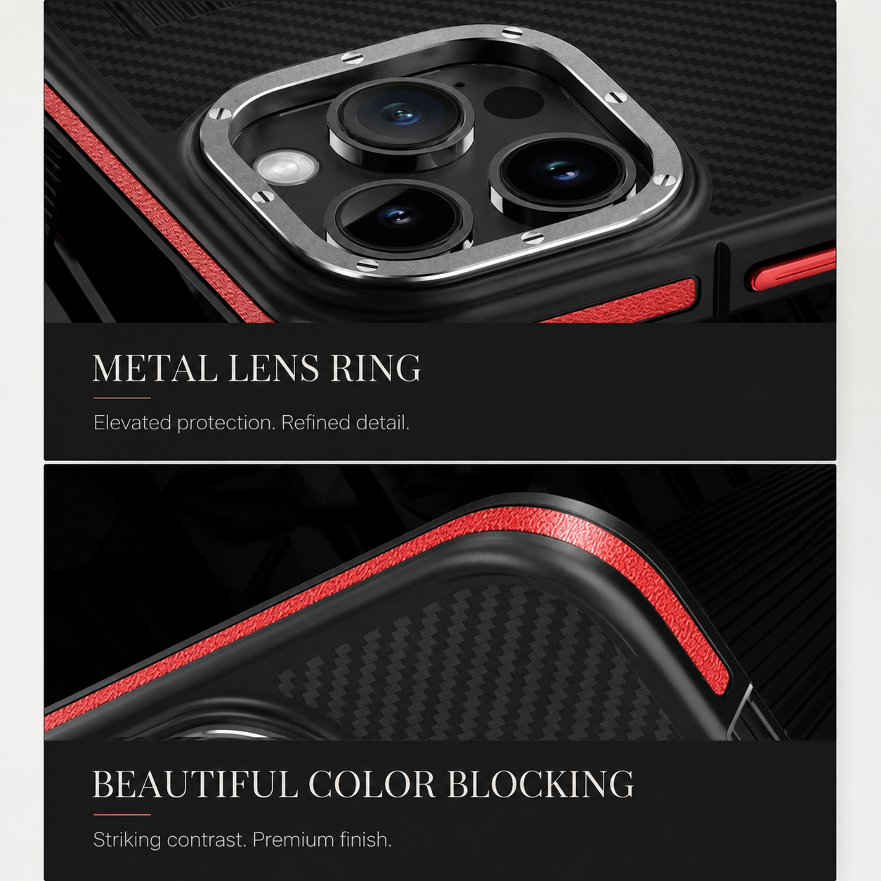 Premium Luxury iPhone Case MagSafe Compatible 600D Kevlar Carbon Fiber Cover Metal Camera Ring Dual Layer Shockproof Half Wrapped Protective Durable Design Finish
