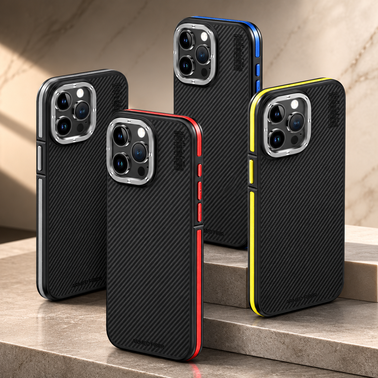 Premium Luxury iPhone Case MagSafe Compatible 600D Kevlar Carbon Fiber Cover Metal Camera Ring Dual Layer Shockproof Half Wrapped Protective Durable Design Finish