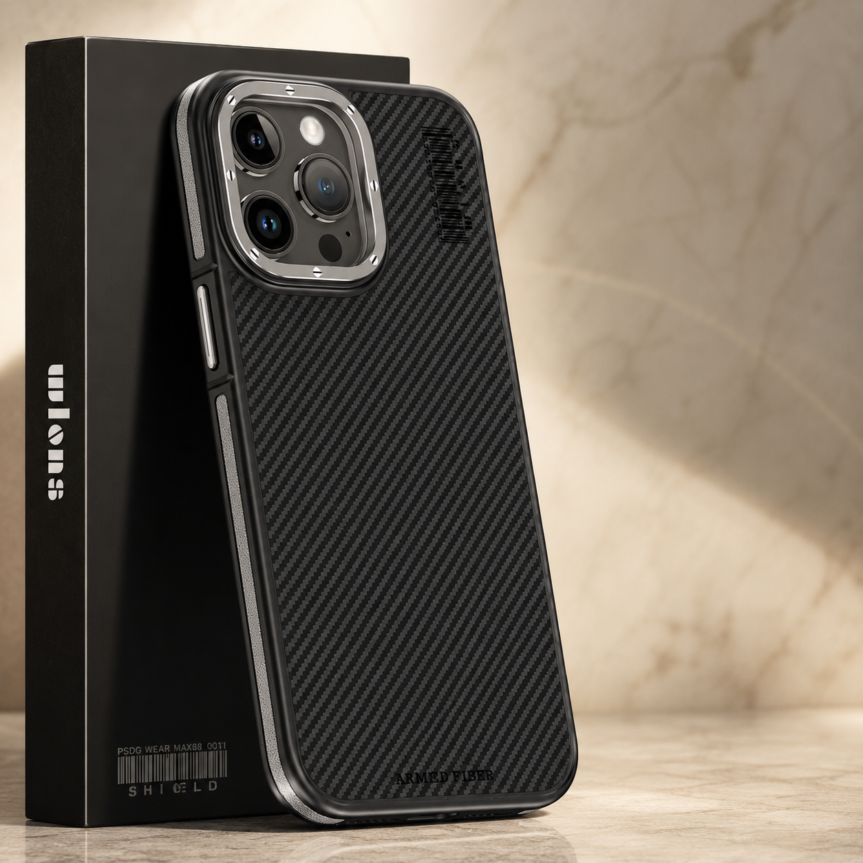 Premium Luxury iPhone Case MagSafe Compatible 600D Kevlar Carbon Fiber Cover Metal Camera Ring Dual Layer Shockproof Half Wrapped Protective Durable Design Finish