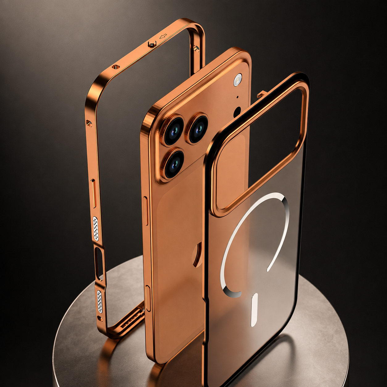 Premium Luxury iPhone Case MagSafe Compatible Aluminum Alloy Frosted Magnetic Backplate Full Protection Anti Fingerprint Slim Durable Design