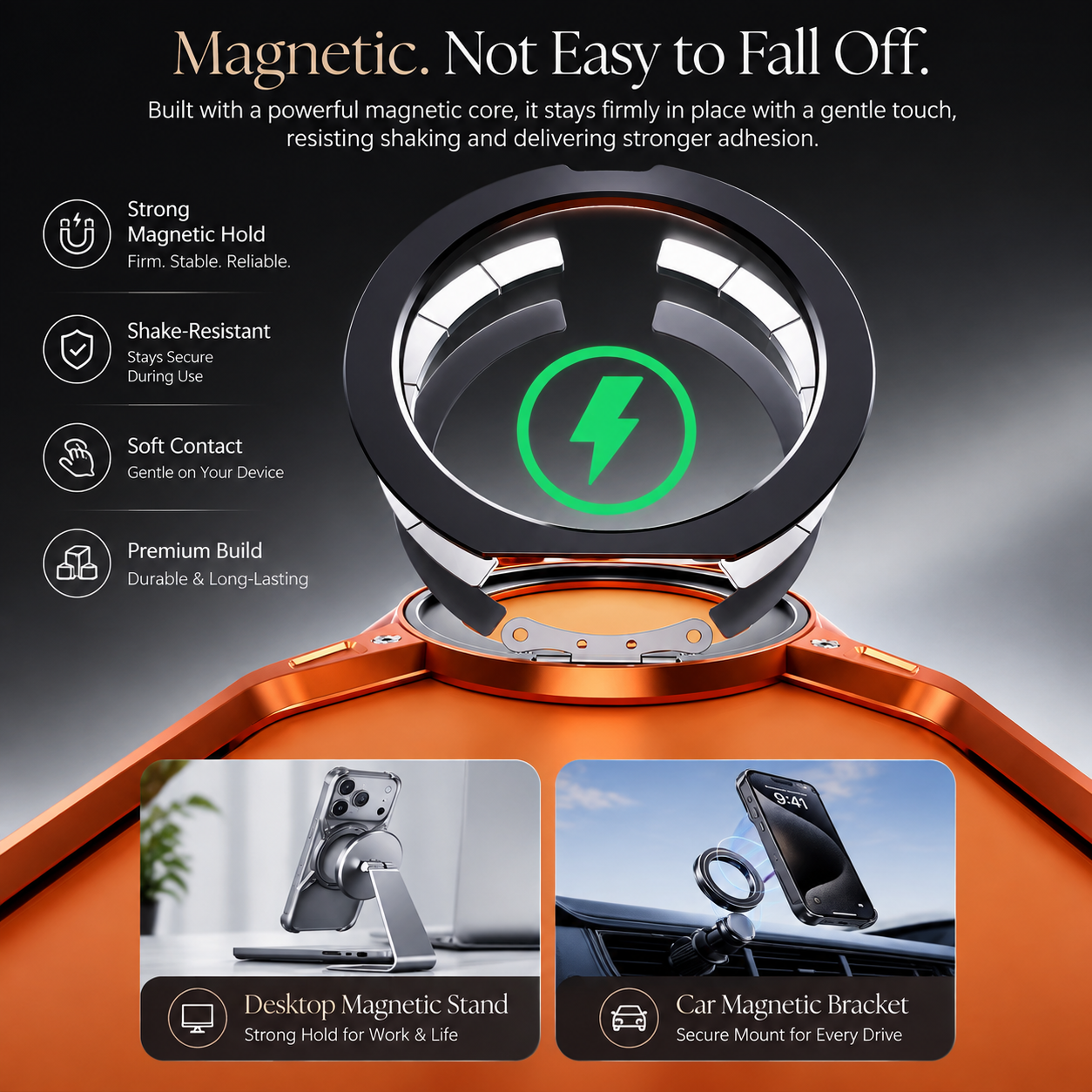 Premium Luxury iPhone Case MagSafe Compatible Aluminum Bumper Frame Cover 360° Rotating Ring Stand Shockproof Camera Protection Slim Design Finish