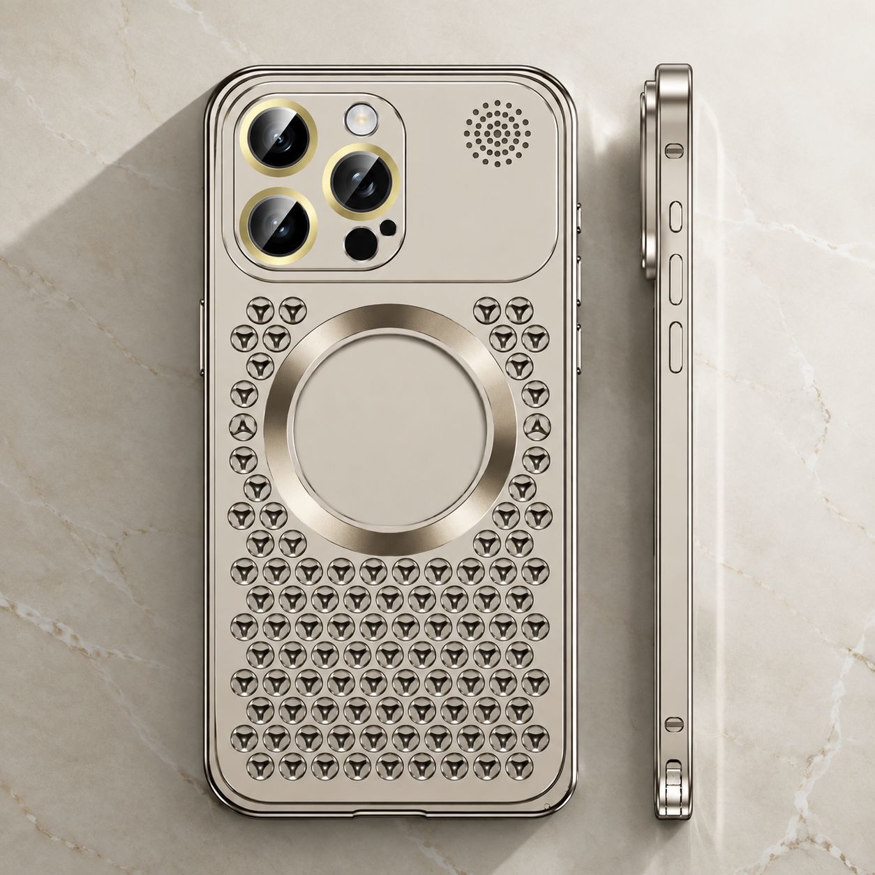 Premium Luxury iPhone Case MagSafe Compatible Aluminum Frame Heat Dissipation Metal Cover Shockproof Camera Protection Electroplated Slim Durable Design Finish