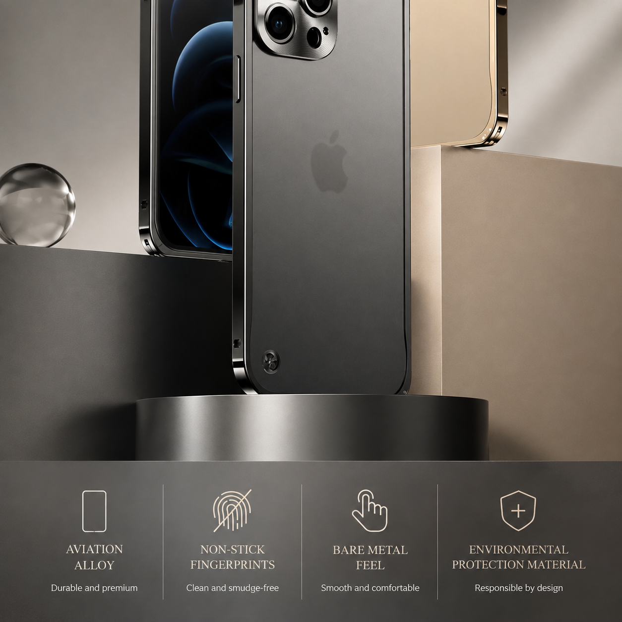 Premium Luxury iPhone Case MagSafe Compatible Aluminum Metal Frame Cover Shockproof Full Camera Protection Magnetic Fit Wireless Charging Slim Design Finish