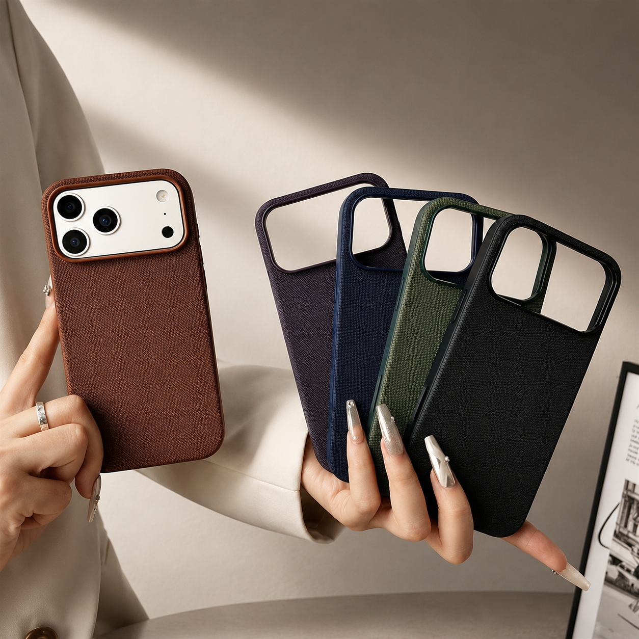 Premium Luxury iPhone Case MagSafe Compatible Business Cover Wireless Charging Full Protection Polyester Fiber Durable Protective Design Finish