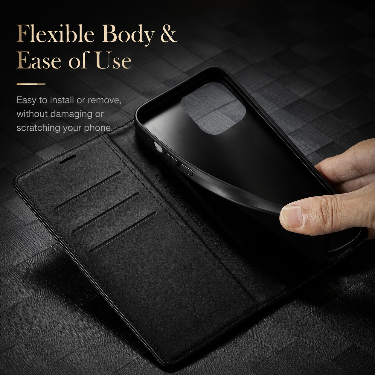 Premium Luxury iPhone Case MagSafe Compatible Carbon Fiber Leather Flip Wallet Cover Card Holder Kickstand Shockproof Camera Protection Slim Design Finish