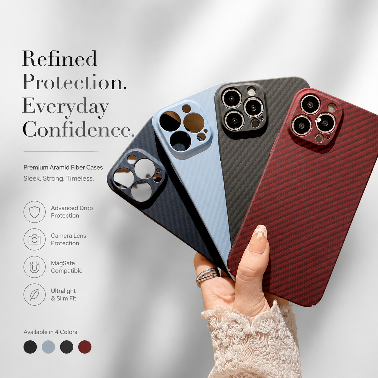 Premium Luxury iPhone Case MagSafe Compatible Carbon Fiber Texture Matte Cover Hard PC Shockproof Camera Protection Ultra Thin Slim Durable Design Finish