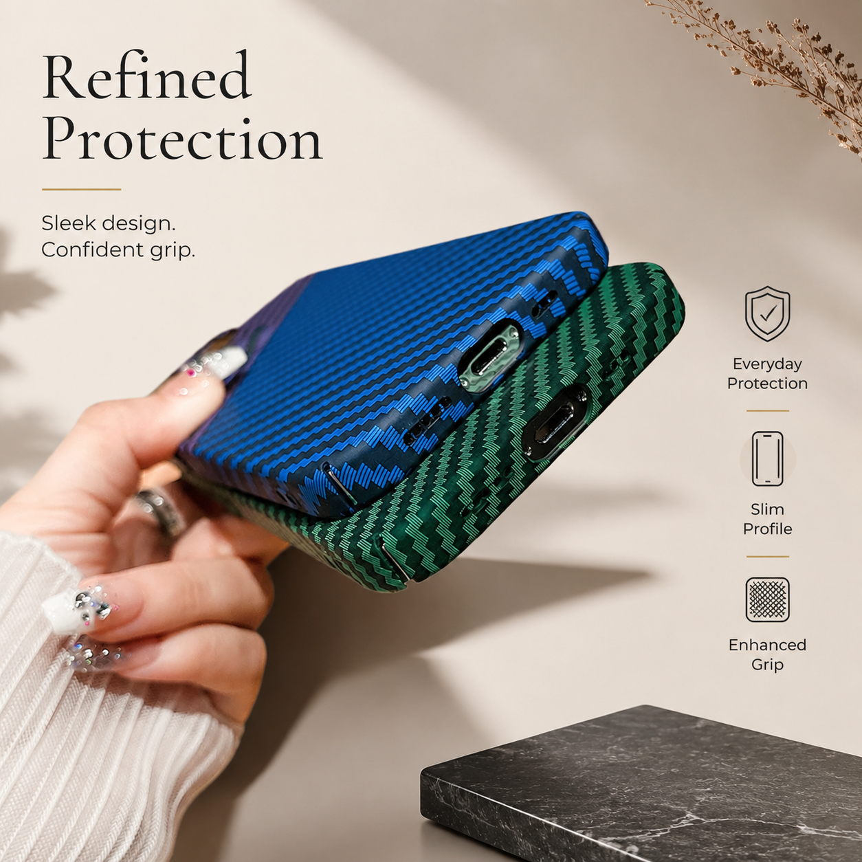 Premium Luxury iPhone Case MagSafe Compatible Carbon Fiber Texture Matte Cover Hard PC Shockproof Camera Protection Ultra Thin Slim Durable Design Finish