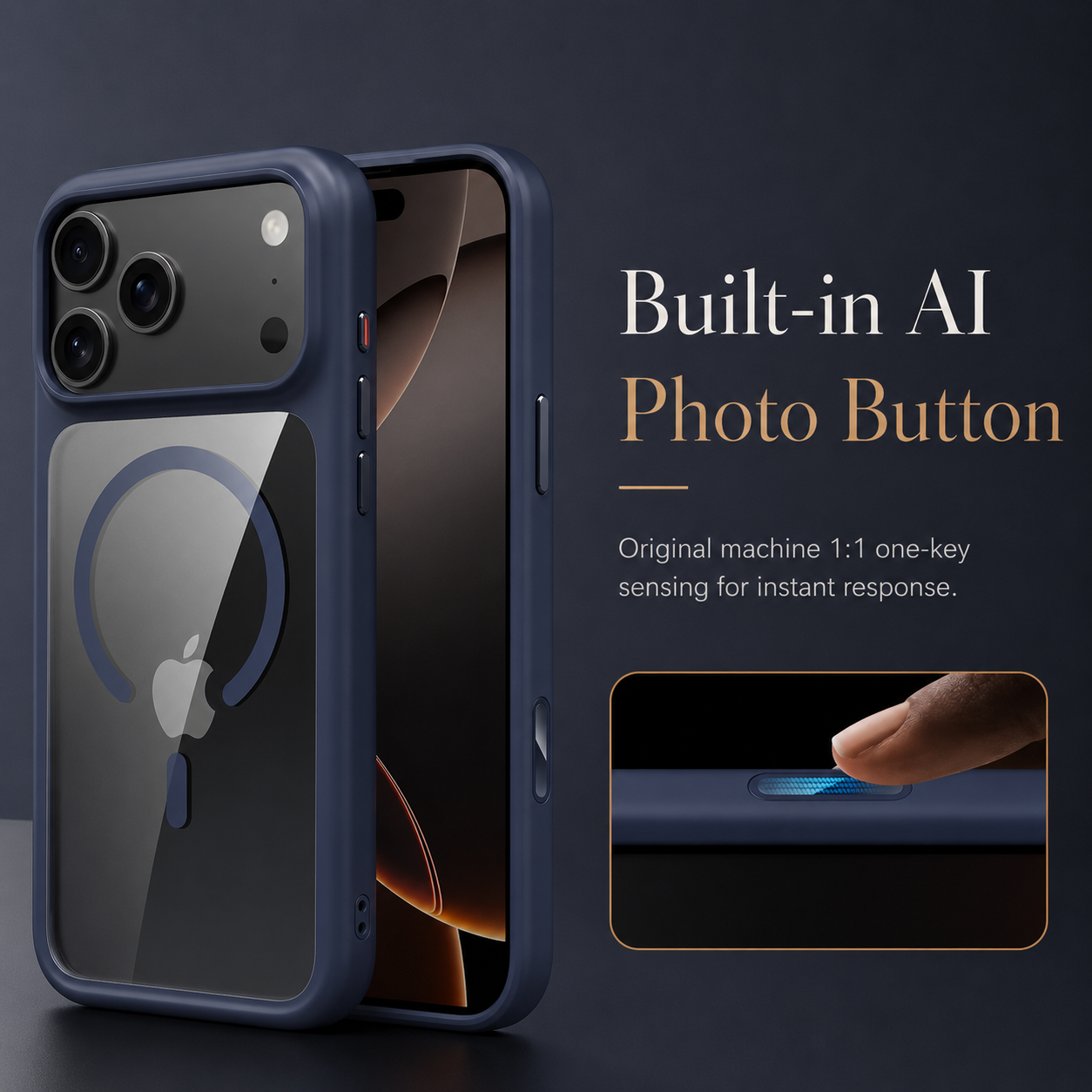 Premium Luxury iPhone Case MagSafe Compatible Clear Armor Cover AI Camera Button Shockproof Anti Scratch Full Protection Durable Protective Design