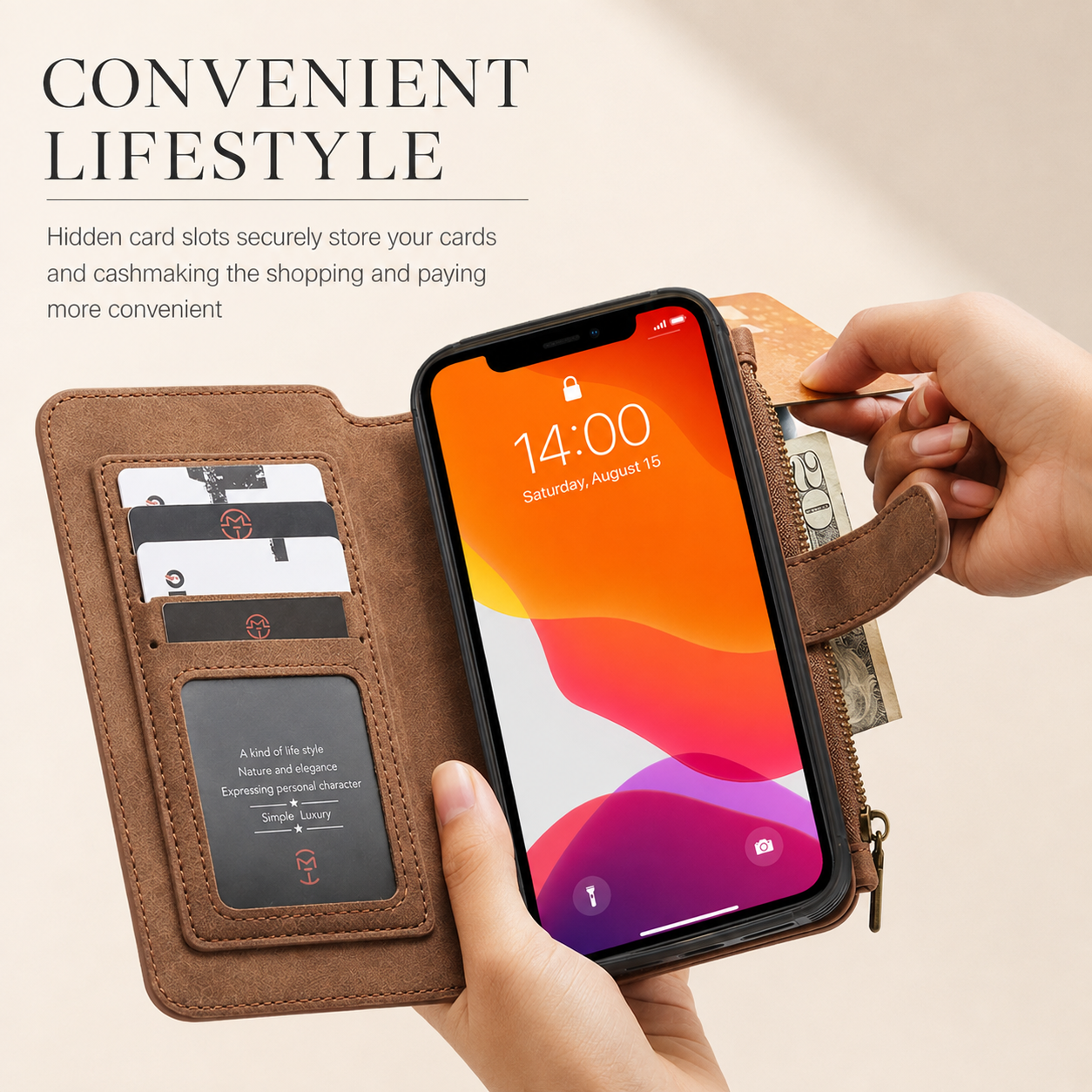 Premium Luxury iPhone Case MagSafe Compatible Detachable Leather Wallet Cover Flip Stand Card Holder Shockproof Camera Protection Slim Design Finish